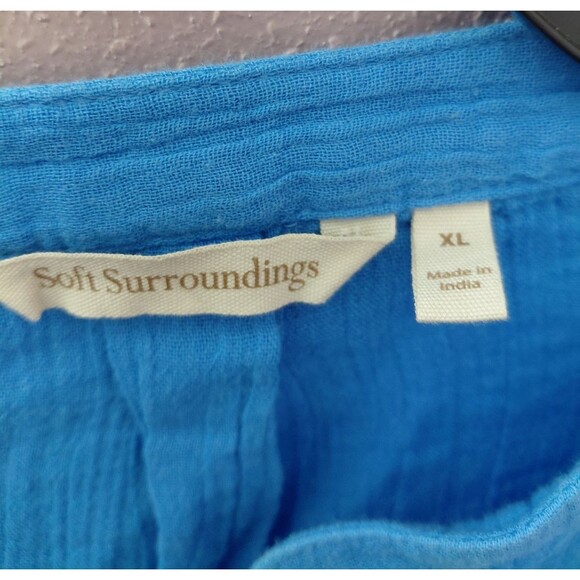 Soft Surroundings Marley Gauze Tunic Top Roll Tab Sleeve French Blue Size XL - Picture 5 of 10
